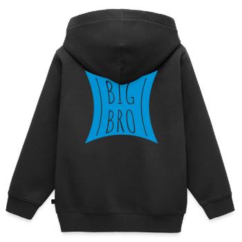 Texte Logo Big Bro - Sweat Premium à capuche zippé enfant bio - noir - Dos - AI Model Kid Male (0cm)