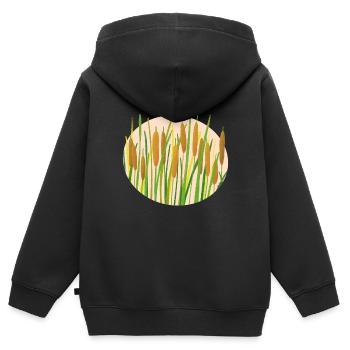 Rohrkolben - Teich - Kinder Premium Organic Zip Hoodie - Schwarz - Hinten - AI Model Kid Male (0cm)