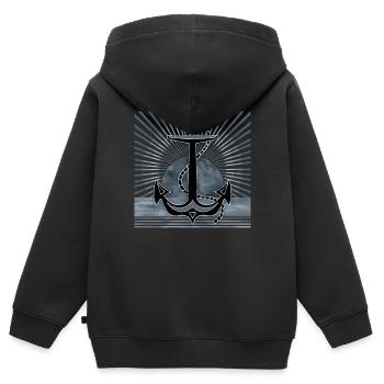 Ancre - Sweat Premium à capuche zippé enfant bio - noir - Dos - AI Model Kid Male (0cm)