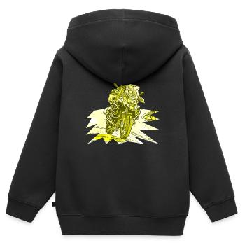Courbe Adventure Bike jaune - Sweat Premium à capuche zippé enfant bio - noir - Dos - AI Model Kid Male (0cm)