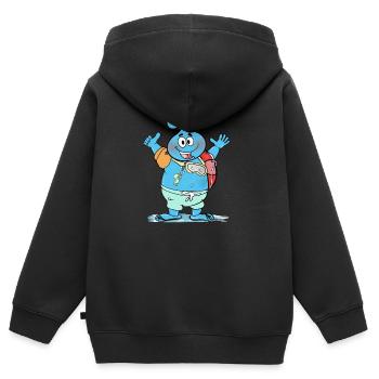 Dieser sehr große freundliche Wassertropfen - Kinder Premium Organic Zip Hoodie - Schwarz - Hinten - AI Model Kid Male (0cm)