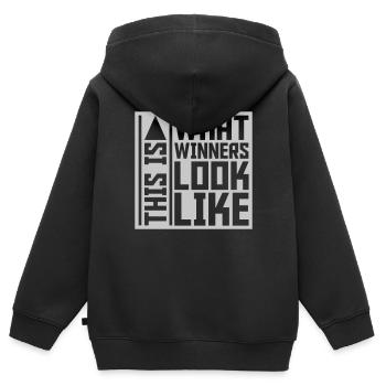 What Winners Look Like - Kinder Premium Organic Zip Hoodie - Schwarz - Hinten - AI Model Kid Male (0cm)