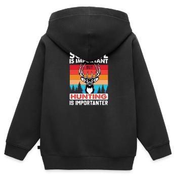 Jagd ist wichtiger als Schule - Kinder Premium Organic Zip Hoodie - Schwarz - Hinten - AI Model Kid Male (0cm)