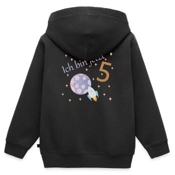Kinder 5. Geburtstag Junge & Mädchen Mond Rakete - Kinder Premium Organic Zip Hoodie - Schwarz - Hinten - AI Model Kid Male (0cm)