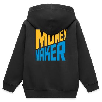 Text Money Maker Erfolgreich - Kinder Premium Organic Zip Hoodie - Schwarz - Hinten - AI Model Kid Male (0cm)
