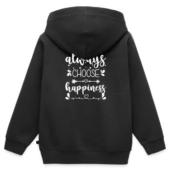 Glück Freude Lebensenergie - Kinder Premium Organic Zip Hoodie - Schwarz - Hinten - AI Model Kid Male (0cm)