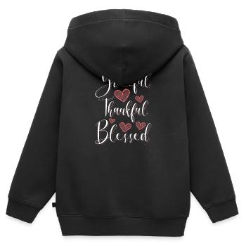 Kleeblatt Freude Liebe - Kinder Premium Organic Zip Hoodie - Schwarz - Hinten - AI Model Kid Male (0cm)