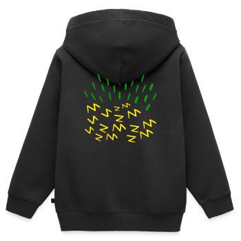 Yellow and Green lightning storm and energy - Kids Premium Organic Zip-up Hoodie - black - Back - AI Model Kid Male (0cm)