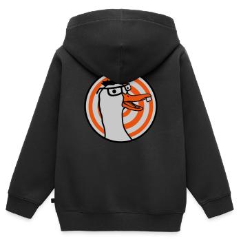 Cartoon Geek Gans Horn Lunettes - Sweat Premium à capuche zippé enfant bio - noir - Dos - AI Model Kid Male (0cm)