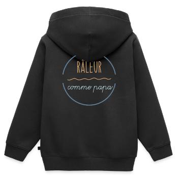 body bébé - râleur comme papa humoristique - Sweat Premium à capuche zippé enfant bio - noir - Dos - AI Model Kid Male (0cm)