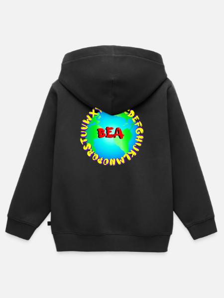 ABC BEA - Kinder Premium Organic Zip Hoodie - Schwarz