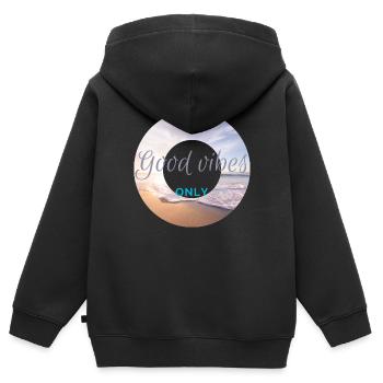 I love clothes / Good vibes only - Kinder Premium Organic Zip Hoodie - Schwarz - Hinten - AI Model Kid Male (0cm)