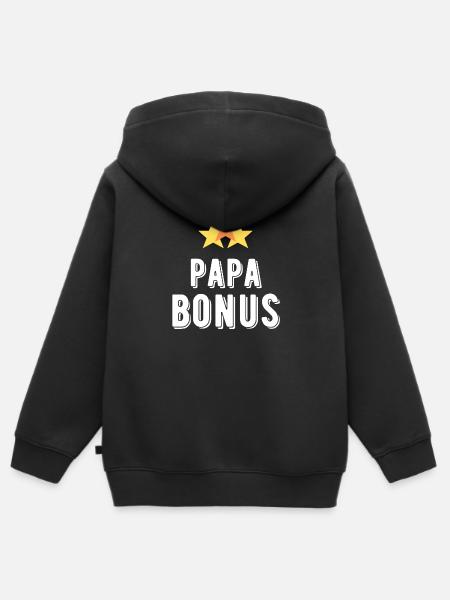 Bonus Papa - Kinder Premium Organic Zip Hoodie - Schwarz