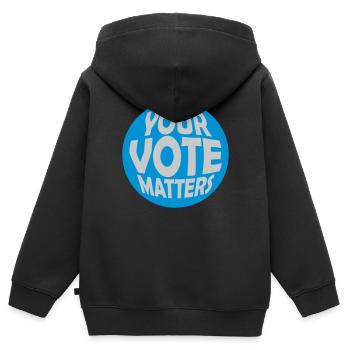 your vote matters Zitat - Kinder Premium Organic Zip Hoodie - Schwarz - Hinten - AI Model Kid Male (0cm)
