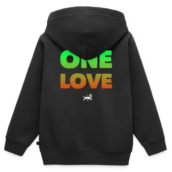 One Love Rastafari - Sweat Premium à capuche zippé enfant bio - noir - Dos - AI Model Kid Male (0cm)
