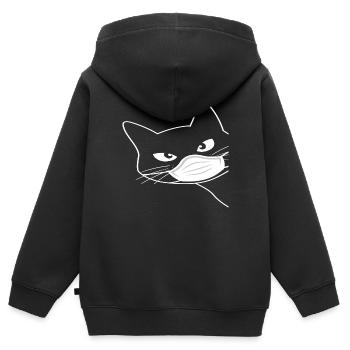 Chat mignon avec protège-dents - Sweat Premium à capuche zippé enfant bio - noir - Dos - AI Model Kid Male (0cm)