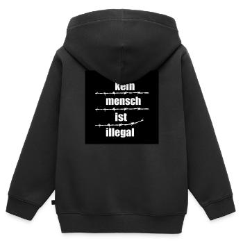 Kein Mensch ist illegal - Kinder Premium Organic Zip Hoodie - Schwarz - Hinten - AI Model Kid Male (0cm)