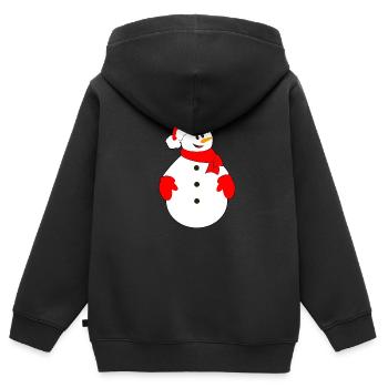 Schneemann mit Weihnachtshut - Kinder Premium Organic Zip Hoodie - Schwarz - Hinten - AI Model Kid Male (0cm)