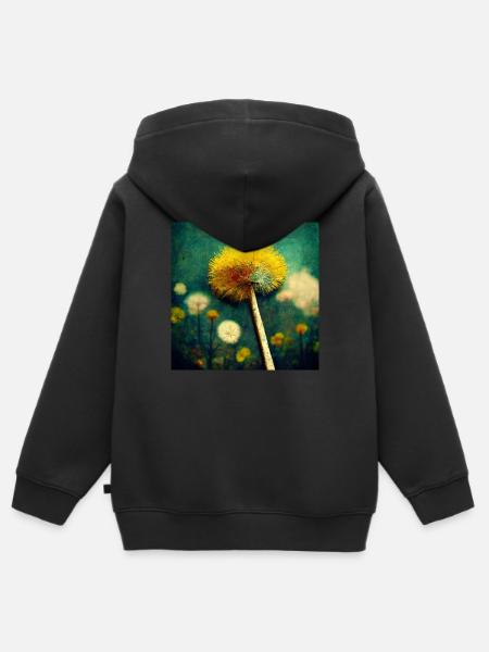 Löwenzahn Bild - Kinder Premium Organic Zip Hoodie - Schwarz