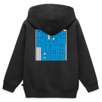 ne pas se préparer aujourd’hui - Sweat Premium à capuche zippé enfant bio - noir - Dos - AI Model Kid Male (0cm)
