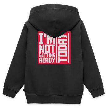 ne pas se préparer aujourd’hui - Sweat Premium à capuche zippé enfant bio - noir - Dos - AI Model Kid Male (0cm)