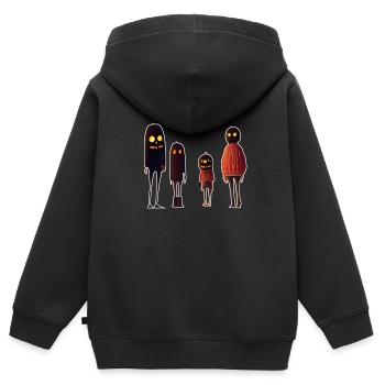 Zombie Familie - Kinder Premium Organic Zip Hoodie - Schwarz - Hinten - AI Model Kid Male (0cm)