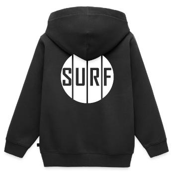 Surfing Surfboard Surfer Geschenksidee - Kinder Premium Organic Zip Hoodie - Schwarz - Hinten - AI Model Kid Male (0cm)
