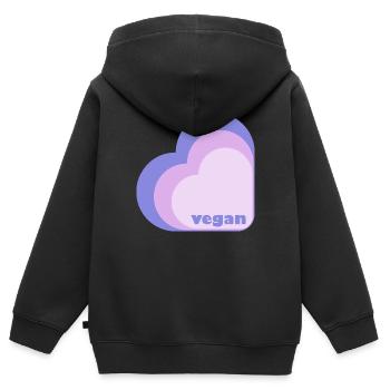 Cœur de lilas végétalien - Sweat Premium à capuche zippé enfant bio - noir - Dos - AI Model Kid Male (0cm)
