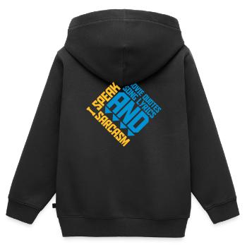 speak lyrics and sarcasm - Kids Premium Organic Zip-up Hoodie - black - Back - AI Model Kid Male (0cm)