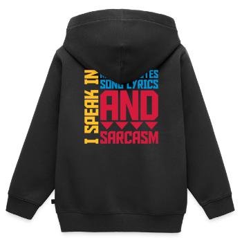 parler des paroles et du sarcasme - Sweat Premium à capuche zippé enfant bio - noir - Dos - AI Model Kid Male (0cm)