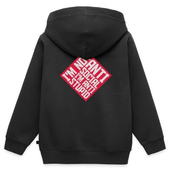 pas antisocial anti-stupide - Sweat Premium à capuche zippé enfant bio - noir - Dos - AI Model Kid Male (0cm)