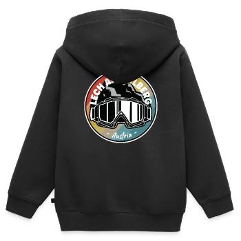 Ski à Lech am Arlberg Autriche - Sweat Premium à capuche zippé enfant bio - noir - Dos - AI Model Kid Male (0cm)