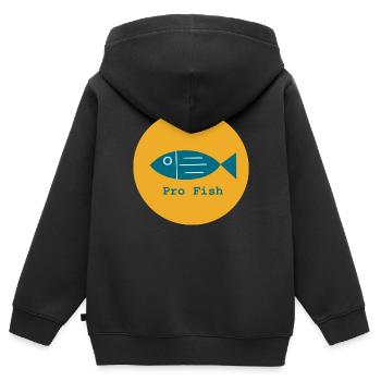 Pro Fish, Pro Fish, Pro Mer, Pro Océan - Sweat Premium à capuche zippé enfant bio - noir - Dos - AI Model Kid Male (0cm)
