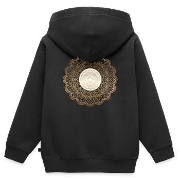 MANDALA 012 - Sweat Premium à capuche zippé enfant bio - noir - Dos - AI Model Kid Male (0cm)