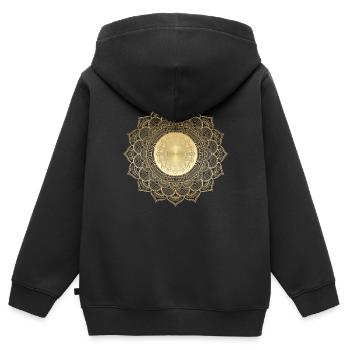 MANDALA 021 - Sweat Premium à capuche zippé enfant bio - noir - Dos - AI Model Kid Male (0cm)