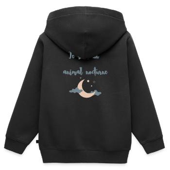 Je suis un animal nocturne - Sweat Premium à capuche zippé enfant bio - noir - Dos - AI Model Kid Male (0cm)