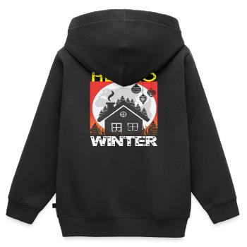 Hello Winter - Kinder Premium Organic Zip Hoodie - Schwarz - Hinten - AI Model Kid Male (0cm)