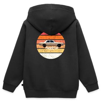 Muscle-Car - Kinder Premium Organic Zip Hoodie - Schwarz - Hinten - AI Model Kid Male (0cm)
