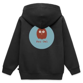 Pro Owl, Pro Eule, Pro Waldbewohner - Kinder Premium Organic Zip Hoodie - Schwarz - Hinten - AI Model Kid Male (0cm)