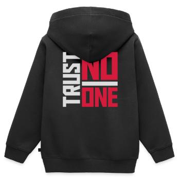 ne faites confiance à personne pour ne citer - Sweat Premium à capuche zippé enfant bio - noir - Dos - AI Model Kid Male (0cm)