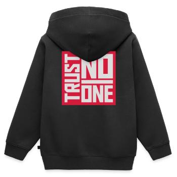 ne faites confiance à personne pour ne citer - Sweat Premium à capuche zippé enfant bio - noir - Dos - AI Model Kid Male (0cm)