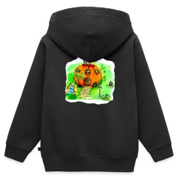 Fairytale Pumpkin House - Kids Premium Organic Zip-up Hoodie - black - Back - AI Model Kid Male (0cm)