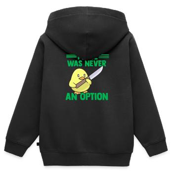 Peace Was Never An Option Goose Game - Sweat Premium à capuche zippé enfant bio - noir - Dos - AI Model Kid Male (0cm)