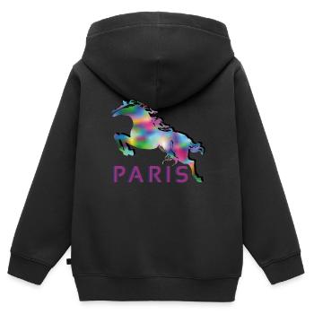 paris - Kinder Premium Organic Zip Hoodie - Schwarz - Hinten - AI Model Kid Male (0cm)