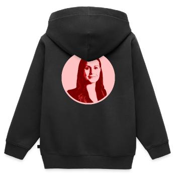 Sanna Marin - Kinder Premium Organic Zip Hoodie - Schwarz - Hinten - AI Model Kid Male (0cm)