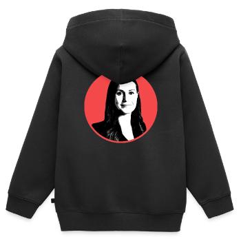 Sanna Marin - Ministerpräsidentin von Finnland - Kinder Premium Organic Zip Hoodie - Schwarz - Hinten - AI Model Kid Male (0cm)