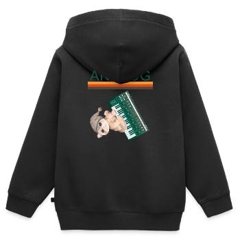 Synthés Analogiques rétro chat Synthétiseur - Sweat Premium à capuche zippé enfant bio - noir - Dos - AI Model Kid Male (0cm)