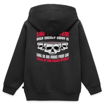 boissons de crânes ennemis - Sweat Premium à capuche zippé enfant bio - noir - Dos - AI Model Kid Male (0cm)