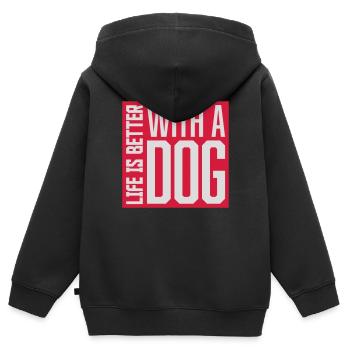 better with a dog - Kids Premium Organic Zip-up Hoodie - black - Back - AI Model Kid Male (0cm)