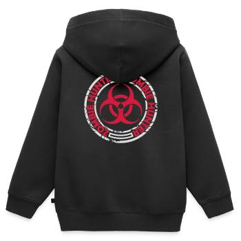 Chasseur de zombies Citation d’Halloween - Sweat Premium à capuche zippé enfant bio - noir - Dos - AI Model Kid Male (0cm)